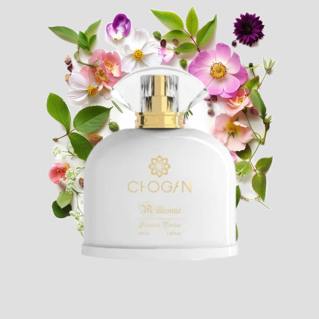 Chogan 053 Damen Parfum Dupe von OLFAZETA - 100ml mit visueller Darstellung der Duftnoten