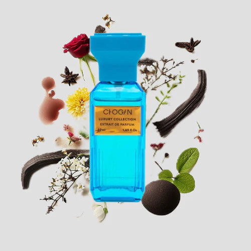 Chogan 129 Parfum von Olfazeta Luxury Line mit visueller darstellung der Duftnoten 50ml