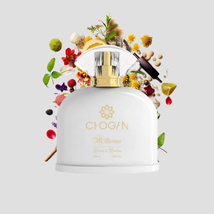 Chogan 026 Damen Parfum Dupe von OLFAZETA - 100ml mit visueller Darstellung der Duftnoten
