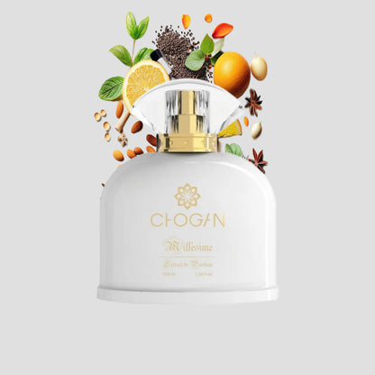 Chogan 035 Damen Parfum Dupe von OLFAZETA - 100ml mit visueller Darstellung der Duftnoten

