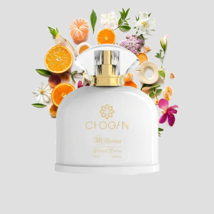 Chogan 067 Damen Parfum Dupe von OLFAZETA - 100ml mit visueller Darstellung der Duftnoten
